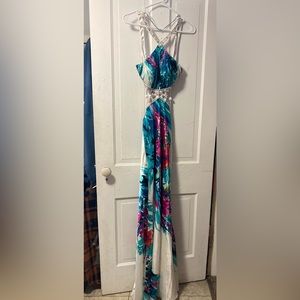 White and Multicolor Long Dress